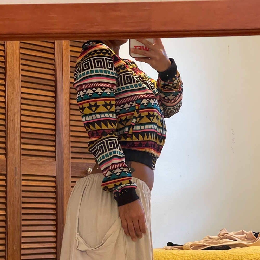 Colorful Geometric Pattern Women's Jacket - Picture 4 of 6